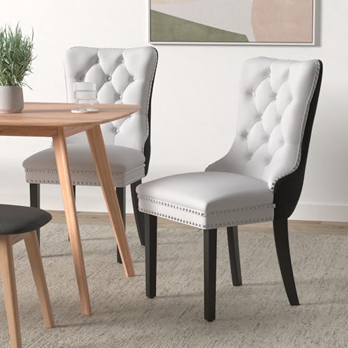 Black and White Dining Chairs Set of 6 (White)