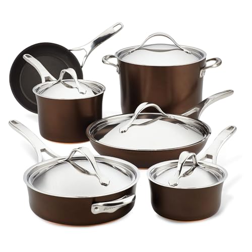 83852 Nouvelle Copper Hard Anodized Nonstick Cookware Set (Cookware Set (11 Piece) / Sable)
