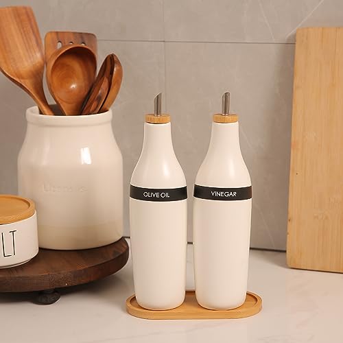 Olive Oil and Vinegar Dispenser Set (White&Tary)
