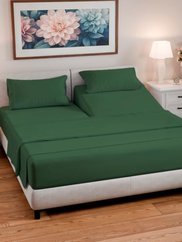 Flex Top Split Head King 4 Piece Sheet Set (17 - Emerald Green / Split Head/Flex Top)