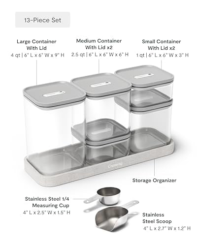 13 Piece Glass Airtight Food Storage Containers with Lids (Gray / 13-Piece Set)