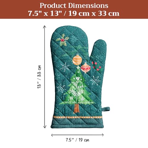 Maison d'Hermine Oven Gloves 100% Cotton Oven Mitt (106 - Hygge Christmas / 7.5" x 13" (Oven Mitt))