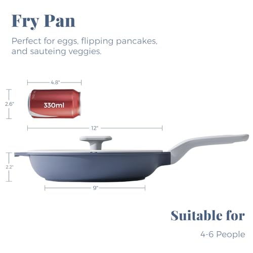 Nonstick Ceramic Frying Pan with Lid (12" W/Lid / Gray)