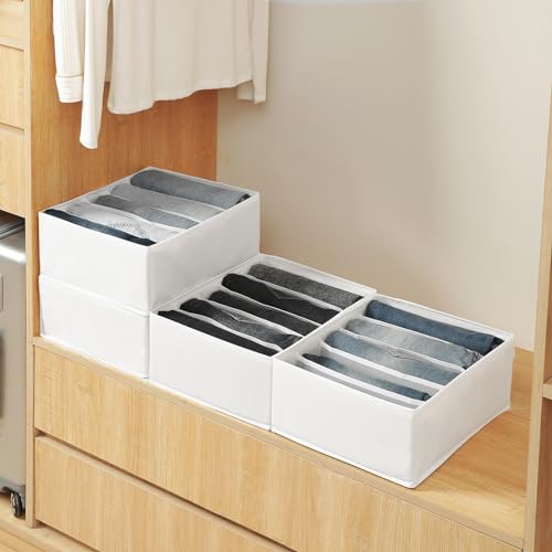 Jeans Pants Organizer for Closet (White / 5 Grids)