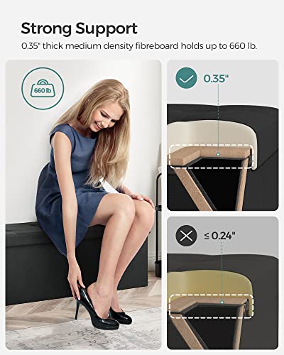 43.3 Inches Folding Storage Ottoman Bench (Ink Black / 15"D x 43"W x 15"H (without Flipping Lid))