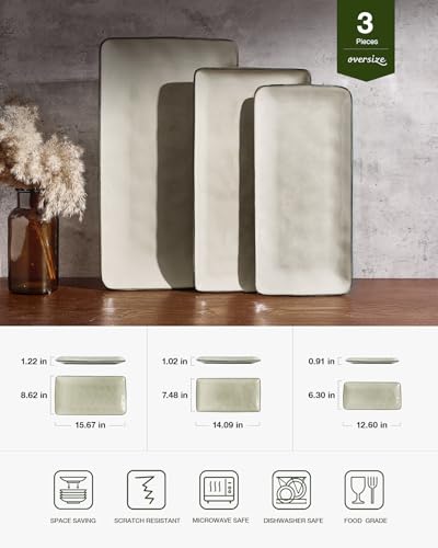 Serving Platters Set of 3 Sizes (Light Khaki)