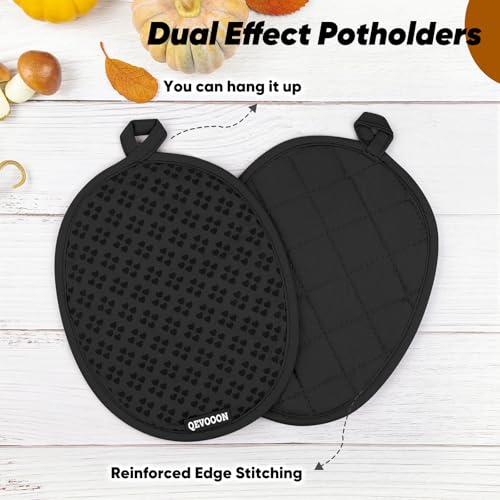 Oven Mitts and Pot Holders 4 Sets (Black)