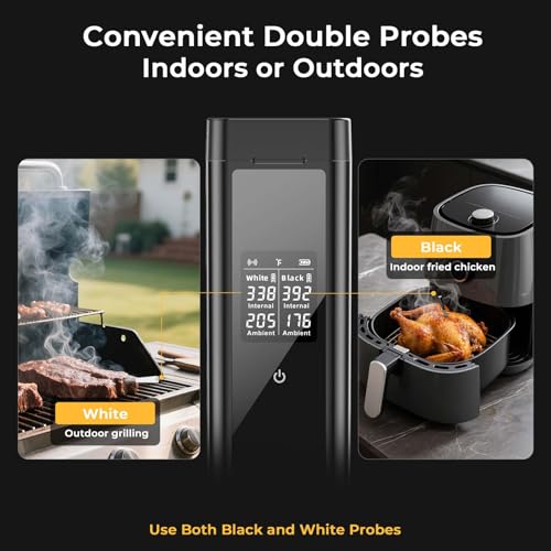 Bluetooth Meat Thermometer with 2 Color Probes for 820 ft Range (2 Probe)