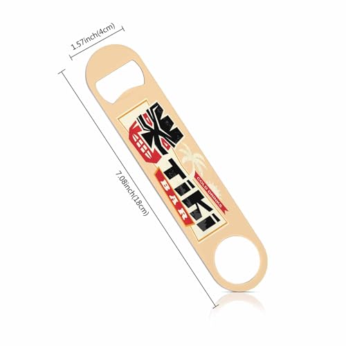 Tiki Bar Sign Stainless Steel Bottle Opener Hawaiian Tiki Mask Tropical Palm Tree Sun Ocean Creative Flat Beer Bottle Opener Keychain for Home Kitchen Bar Restaurant Party Birthday Gift (Tiki Bar Sign)
