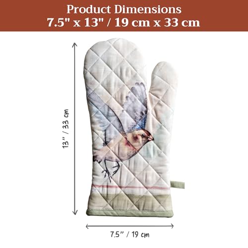 Maison d'Hermine Oven Gloves 100% Cotton Oven Mitt (070 - Flying Birds / 7.5" x 13" (Oven Mitt))