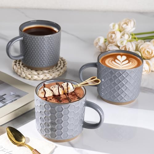 8 OZ Stackable Coffee Mugs Set of 4 (Gray / 8 Ounces)