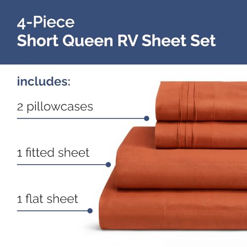 Short Queen Size 4 Piece Bed Sheet Set (26 - Terracotta / Short Queen)