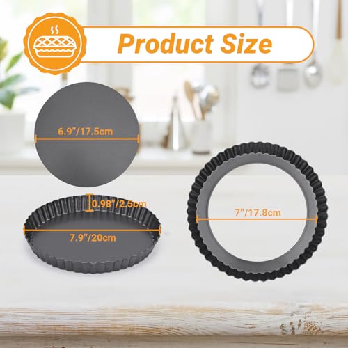Tart Pan 8 Inch (Black-Round-4 pack / 8 Inch)