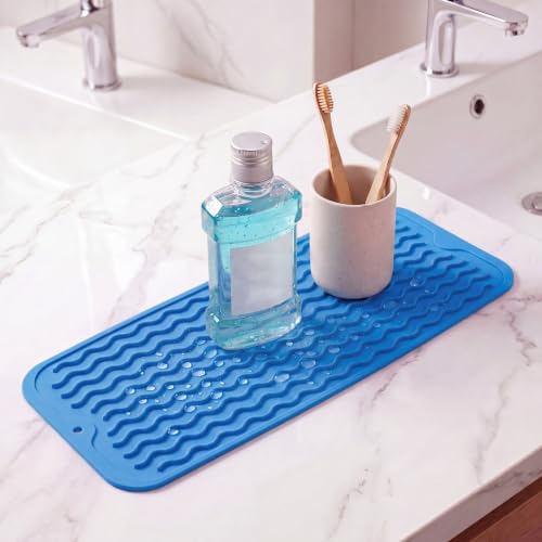 Silicone Dish Drying Mat for Multiple Usage (Lichen Blue / 17"L x 6"W)