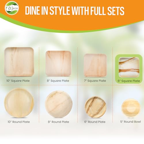 Raj Leaf Disposable Heavy Duty 6" Square Plates 200 Pack (200 / 6" Square Plates)