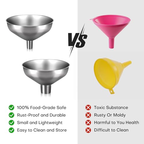 2 Piece Stainless Steel Kitchen Funnel Set with 1