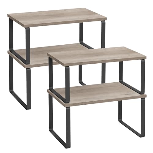 Cabinet Organizer Shelf (Black + Greige / 11.7"W)