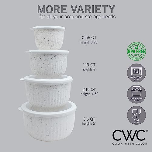 Prep Bowls with Lids (Speckled White / 8 Piece Set - Deep Bowls)