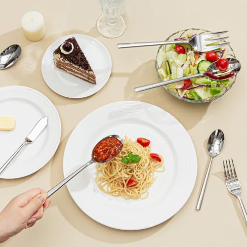 65 Piece Silverware Set with Serving Utensils (65-Piece / Silver)