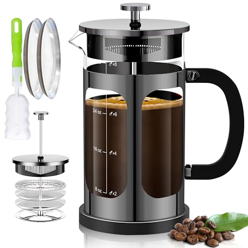 French Press Coffee Maker (Bright Black / 34 oz)