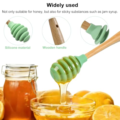 3 Pack Silicone Honey Dipper Sticks (Green)