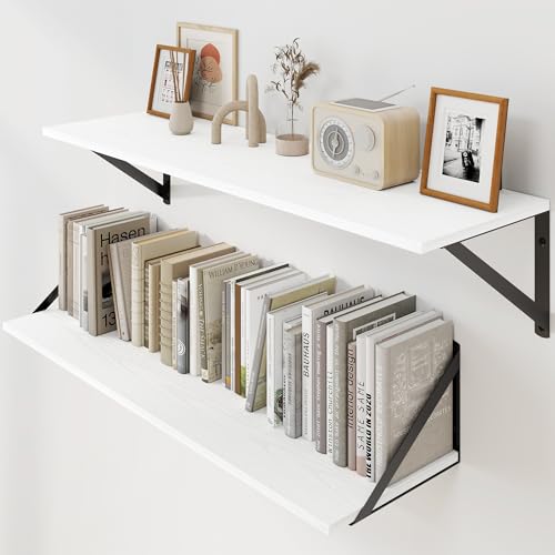 White Deep Floating Shelves for Wall