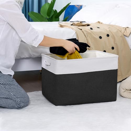 Organization and Storage for Shelves (White & Black / 3PCS/Extra Jumbo - 20.5Lx15.7Wx13.8H)