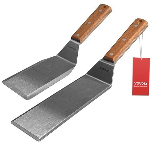 Stainless Steel Spatula Set (3''x5''+3''x8''_Wooden Handle)