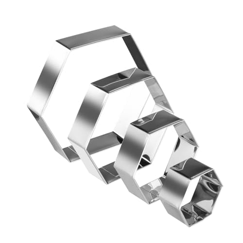Regular Hexagon Cookie Cutter Set Large Stainless Steel Honeycomb Geometric Frame Plaque Cookie Cutters Shapes Molds 1 Inch Depth (Regular Hexagon)
