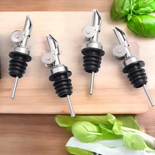 6 Pack Auto Flip Olive Oil Dispenser (6 Pourers-Silvers)