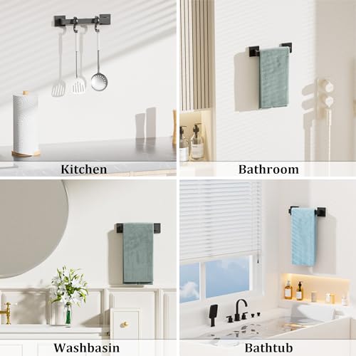 Towel Bar Towel Racks for Bathroom Wall Mount 12 Inch (Single 12 Inch / Matte Black)