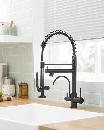 3 in 1 Kitchen Sink Faucet with Drinking Water Faucet Matte Black (Matte Black)