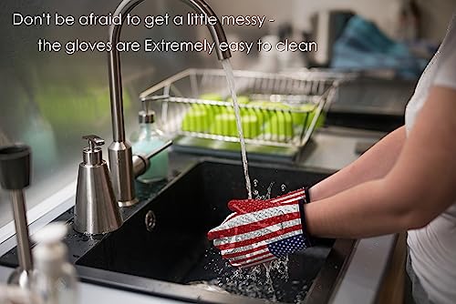 XL Silicone Smoker BBQ Gloves (Us Flag / X-Large)