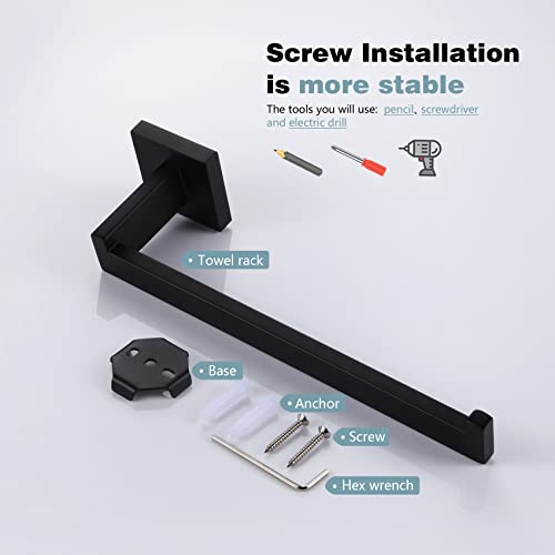 Black Towel Ring Hand Towel Racks Rods Bathroom Towel Rails Kitchen Hardware Stylish Stainless Steel (Matte Black)