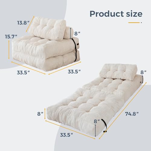 Folding Sofa Bed (Beige / Single)