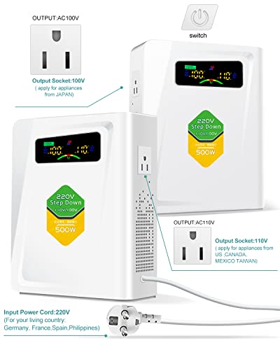 Voltage Converter 220 to 110 Step Down Transformer 500W Adapter (Step Down / 500W)