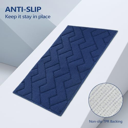 Kitchen Runner Rug (Navy Blue / 20"x48"+20"x32")