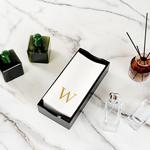 Paper Rectangle Gold Letter W Linen (Gold / 2000 Count / W)