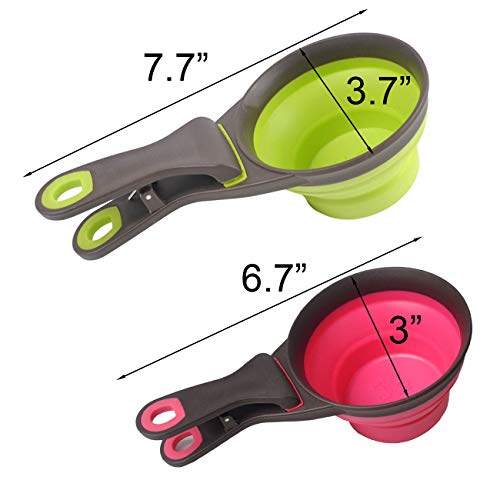 Collapsible Pet Scoop Silicone Measuring Cups Set Sealing Clip