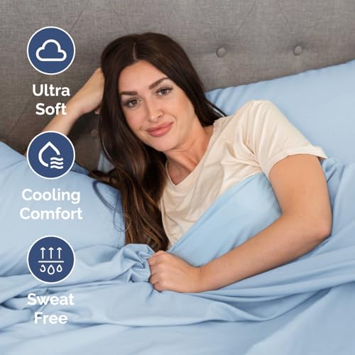 Short Queen Size 4 Piece Bed Sheet Set (21 - Baby Blue / Short Queen)
