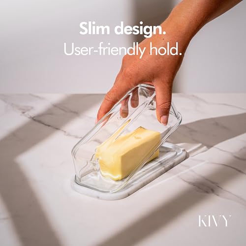 Butter Dish White Marble with airtight glass lid