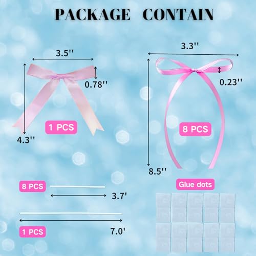 1st Birthday Cake Topper with 8 Pink Bows (17 Count)