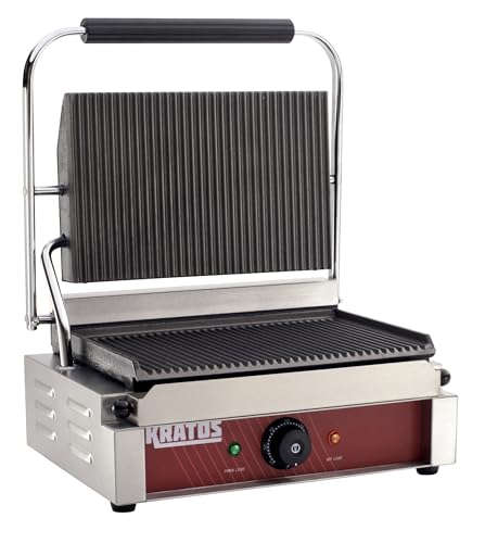Commercial Electric Panini Sandwich Grill with Grooved Plates (Medium w/ Grooved Plates)