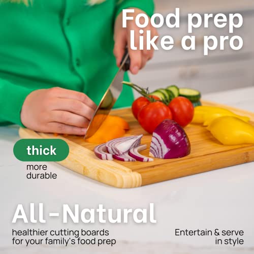 12 Inch Small Bamboo Cutting Board with Lifetime Replacements (Two-Tone / 12"L x 9"W)
