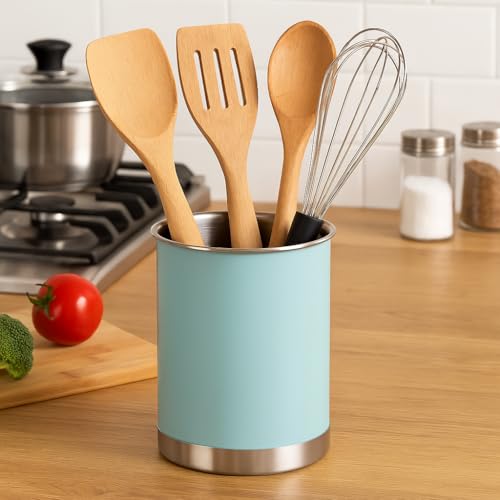 Stainless Steel Utensil Crock with Anti (Ocean Blue / Large)