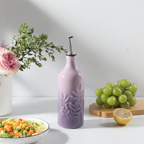 Sweejar Ceramic Olive Oil Dispenser Bottle (Gradient Purple / 20 oz, Set of 1)