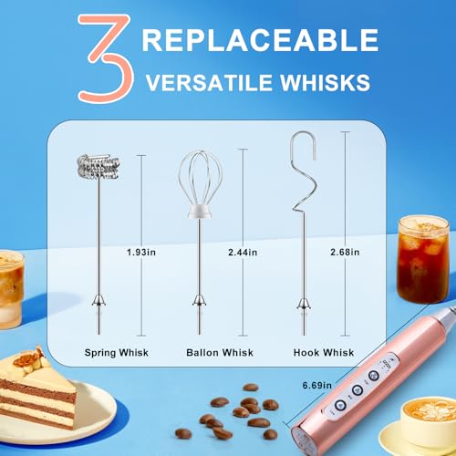 Rose Gold Handheld Milk Frother Wand for Coffee