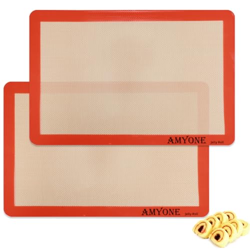 Silicone Baking Mats for 10x15" Jelly Roll Pan (Bright Orange / 14.4"L x 9.5"W)