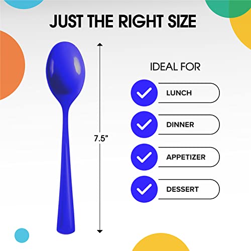 Party Solids 200 Pcs Plastic Silverware (Dark Blue / Spoons)