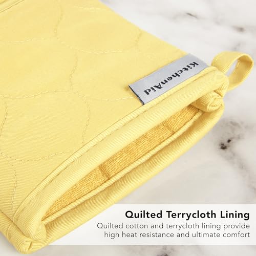 Quilted Cotton Terry Cloth Oven Mitt (Butter Yellow)